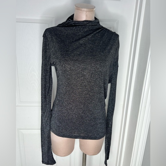 Patricia Pepe Mock-neck Black Sparkle Long sleeve Women’s Top Sz EUR 44 - Picture 3 of 8